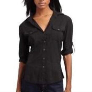 James Perse Black Contrast Button down shirt Sz 3